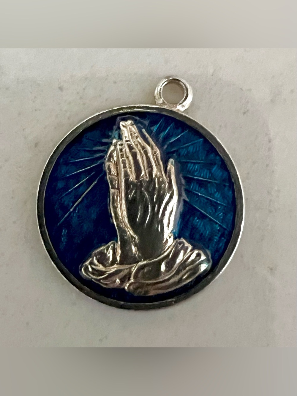 Vintage Sterling Silver Praying Hands - Serenity Prayer-Pendant or Charm